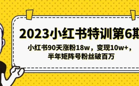2023小红书特训第6期,小红书90天涨粉18w,变现10w+,半年矩阵号粉丝破百万