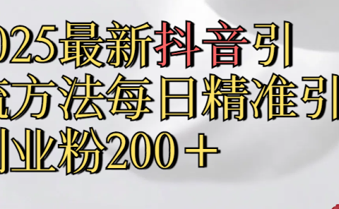 2025最新,抖音引流,方法每日精准引流创业粉300＋