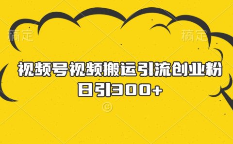 视频号视频搬运引流创业粉，日引300+