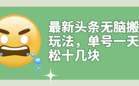 最新头条无脑搬运玩法,单号一天轻松十几块【视频教程+搬运软件】