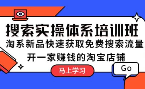 搜索实操体系培训班：淘系新品快速获取免费搜索流量 开一家赚钱的淘宝店铺