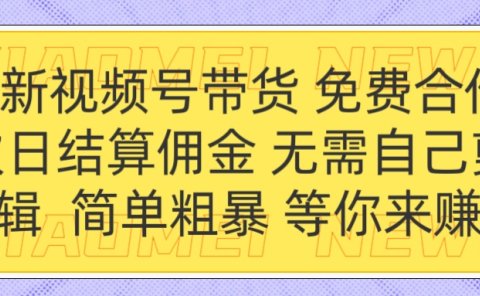 全新视频号 免费合作 佣金次日结算 无需自己剪辑