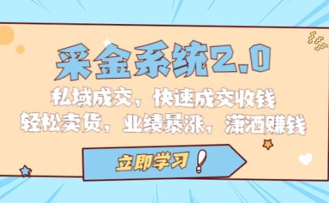 采金 系统2.0,私域成交,快速成交收钱,轻松卖货,业绩暴涨,潇洒赚钱