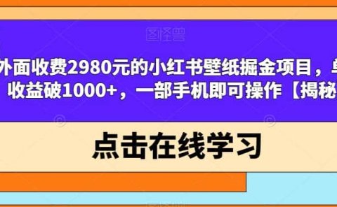 外面收费2980元的小红书壁纸掘金项目,单日收益破1000+,一部手机即可操作【揭秘】