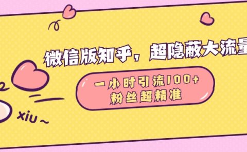 微信版知乎，超隐蔽流量入口，一小时引流100人，粉丝质量超高