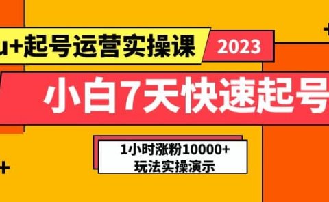 小白7天快速起号：dou+起号运营实操课，实战1小时涨粉10000+玩法演示