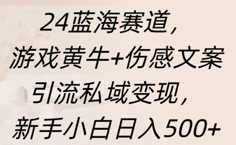 24蓝海赛道，游戏黄牛+伤感文案引流私域变现，新手日入500+