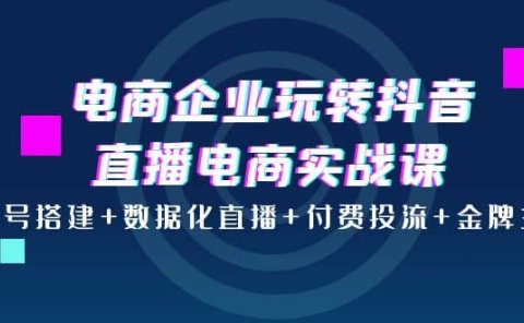电商企业玩转抖音直播电商实战课：账号搭建+数据化直播+付费投流+金牌主播