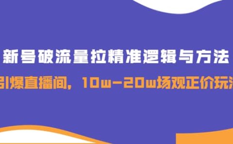 新号破流量拉精准逻辑与方法，引爆直播间，10w-20w场观正价玩法