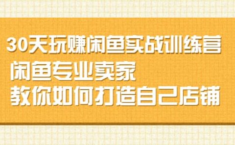 30天玩赚闲鱼实战训练营,闲鱼专业卖家教你如何打造自己店铺