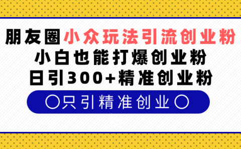 朋友圈小众玩法引流创业粉，小白也能打爆创业粉，日引300+精准创业粉
