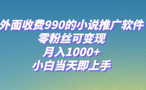 小说推广软件,零粉丝可变现,月入1000+,小白当天即上手【附189G素材】
