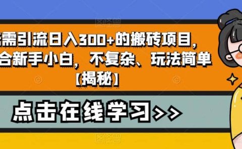 无需引流日入300+的搬砖项目,适合新手小白,不复杂、玩法简单【揭秘】