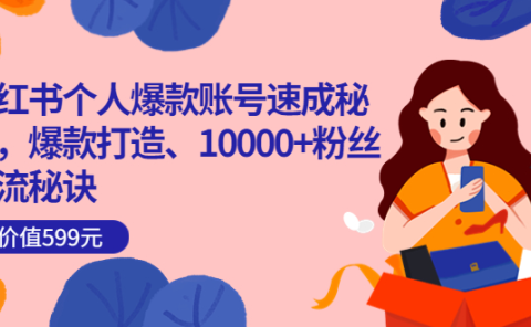 小红书个人爆款账号速成秘籍，爆款打造、10000+粉丝引流秘诀（价值599）