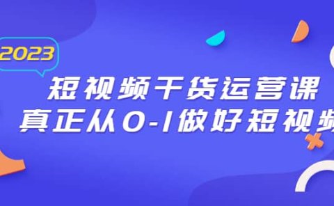 2023短视频干货·运营课，真正从0-1做好短视频（30节课）