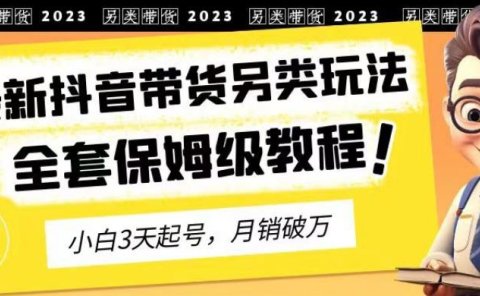 2023年最新抖音带货另类玩法，3天起号，月销破万（保姆级教程）【揭秘】