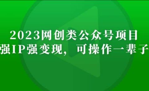 2023网创类公众号项目，强IP强变现，可操作一辈子