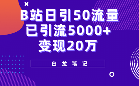 B站日引50+流量，实战已引流5000+变现20万，超级实操课程