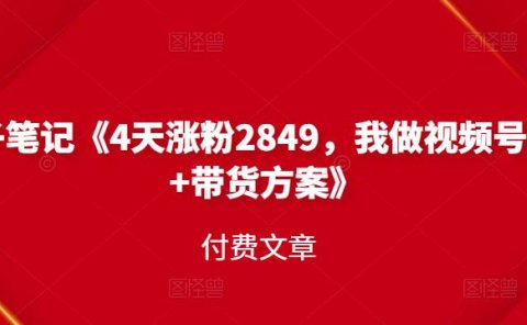 峰子笔记《4天涨粉2849，我做视频号引流+带货方案》付费文章