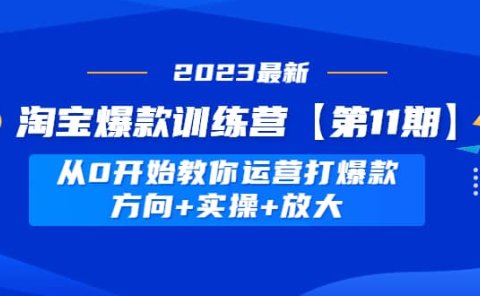 淘宝爆款训练营【第11期】 从0开始教你运营打爆款，方向+实操+放大