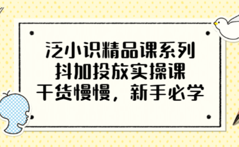 泛小识精品课系列：抖加投放实操课，干货慢慢，新手必学（12节视频课）