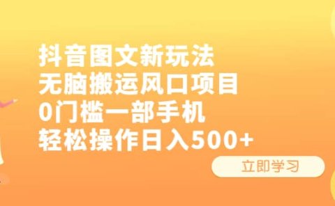 抖音图文新玩法，无脑搬运风口项目，0门槛一部手机轻松操作日入500+