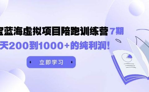 黄岛主《淘宝蓝海虚拟项目陪跑训练营7期》每天200到1000+的纯利润