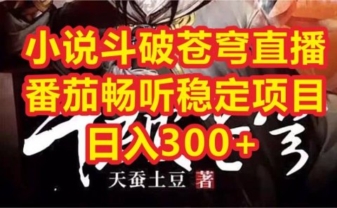 小说斗破苍穹直播,番茄畅听日入300+稳定项目