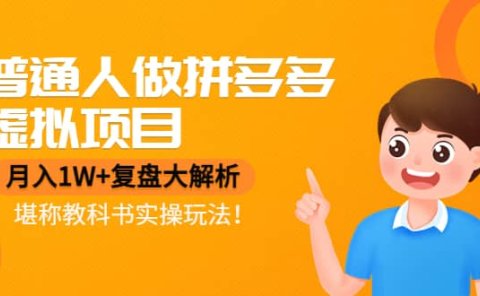 普通人做拼多多虚拟项目，复盘大解析，堪称教科书实操玩法