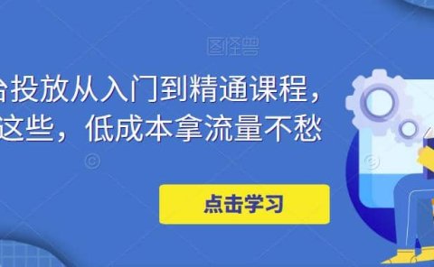 万相台投放·新手到精通课程，学会这些，低成本拿流量不愁