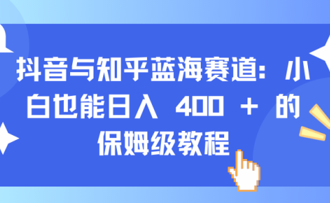抖音与知乎蓝海赛道：小白也能日入 400 + 的保姆级教程
