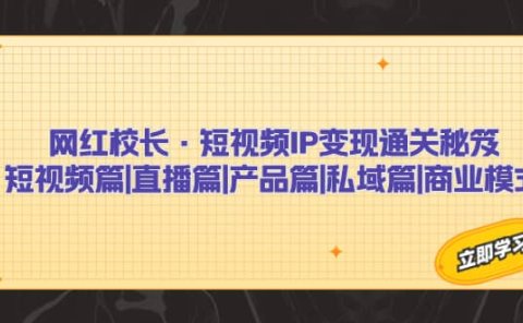 网红校长·短视频IP变现通关秘笈：短视频篇+直播篇+产品篇+私域篇+商业模式