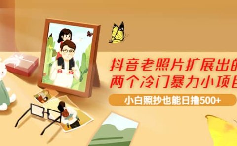 抖音老照片扩展出的两个冷门暴力小项目，小白照抄也能日撸500+