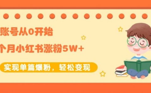 新账号从0开始3个月小红书涨粉5W+实现单篇爆粉，轻松变现（干货）