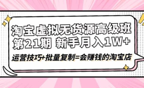 淘宝虚拟无货源高级班【第21期】运营技巧+批量复制=会赚钱的淘宝店