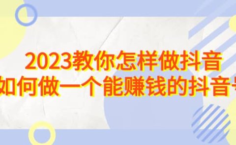 2023教你怎样做抖音，如何做一个能赚钱的抖音号（22节课）