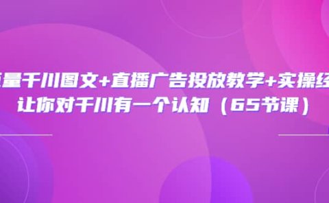 巨量千川图文+直播广告投放教学+实操经验：让你对千川有一个认知（65节课）