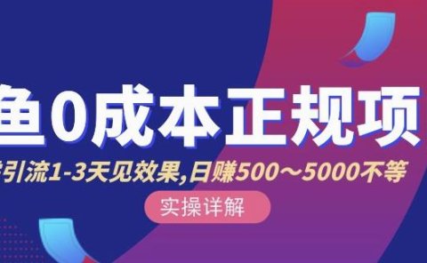 宇晨闲鱼无货源，十几节课程丰富讲诉闲鱼卖货技巧，价值6980