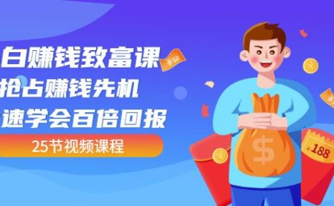 【全网最火】小白赚钱致富课：抢占赚钱先机快速学会百倍回报（25节视频）