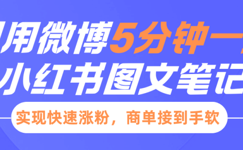小红书利用微博5分钟一条图文笔记，实现快速涨粉，商单接到手软