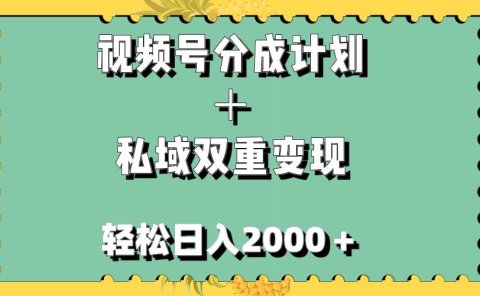 视频号分成计划+私域双重变现,轻松日入1000+,无任何门槛,小白轻松上手