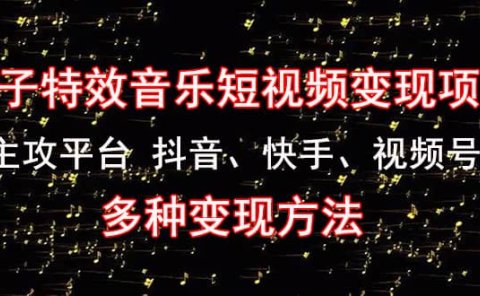 《粒子特效音乐短视频变现项目》主攻平台 抖音、快手、视频号 多种变现方法
