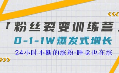 「粉丝裂变训练营」0-1-1w爆发式增长，24小时不断的涨粉-睡觉也在涨-16节课