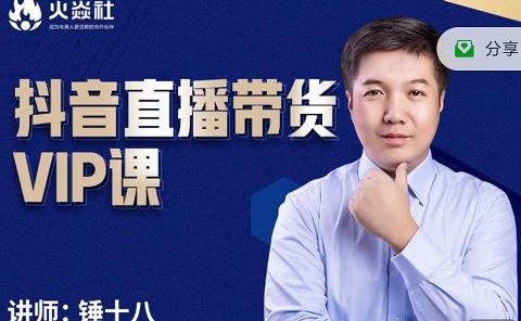 锤十八-抖音直播带货VIP课，专注直播带货有效盈利模式