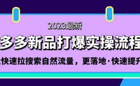 拼多多-新品打爆实操流程：轻松快速拉搜索自然流量，更落地·快速提升