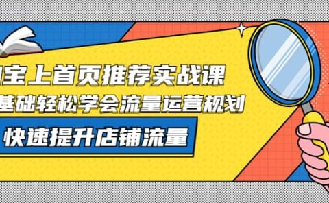 淘宝上首页/推荐实战课：0基础轻松学会流量运营规划，快速提升店铺流量