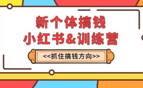 新个体·搞钱-小红书训练营:实战落地运营方法,抓住搞钱方向,每月多搞2w+