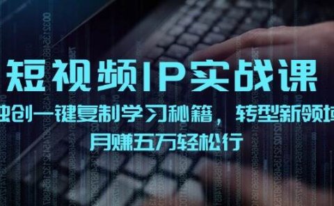 短视频 IP实战课，独创一键复制学习秘籍，转战新领域，月赚五万轻松行