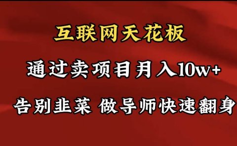 导师训练营互联网的天花板,让你告别韭菜,通过卖项目月入10w+,一定要...