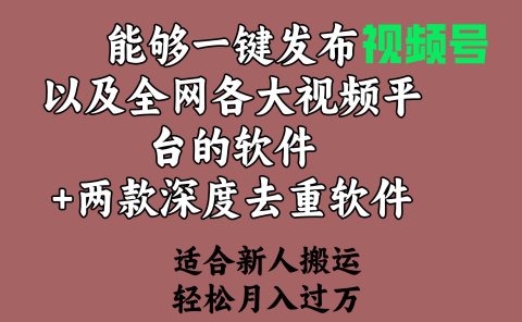 能够一键发布视频号以及全网各大视频平台的软件+两款深度去重软件 适合...